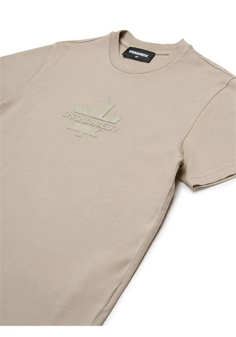 T-Shirt Taupe Con Logo e Foglia D'Acero DSQUARED2 KIDS | DQ2743-D0AC7DQ717